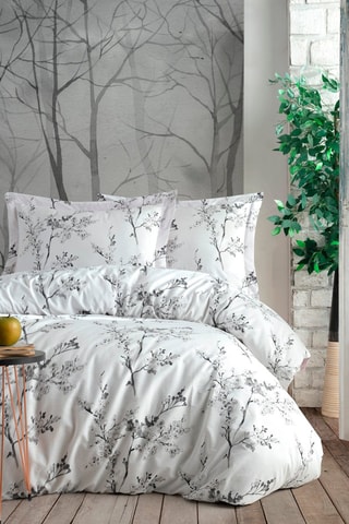 Parure de couette en coton 57 fils/cm² Chircory - Blanc et noir