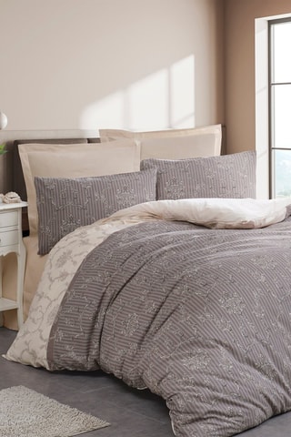 Parure de couette en coton 48 fils/cm² - Marron