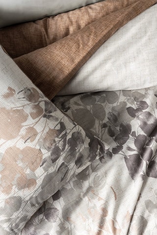 Parure de couette en satin de coton 82 fils/cm² Blatt - Gris et marron