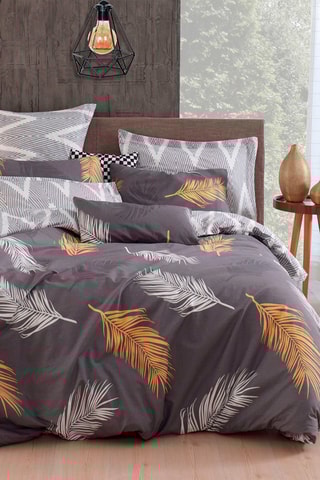 Parure de couette en coton 48 fils/cm² Olivia - Gris et doré