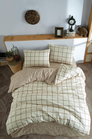 Parure de couette en coton 145 fils/m² Kare - Ecru