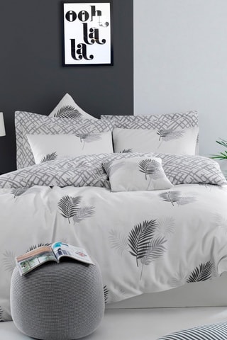 Parure de couette en coton 48 fils/cm² Palma - Gris et blanc