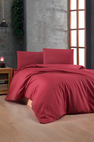 Parure de couette en coton 57 fils/cm² Maroon V2 - Framboise
