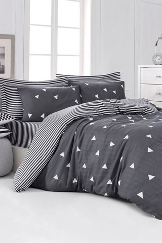 Parure de couette réversible en coton 48 fils/cm² Üçgen - Gris