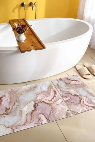 2 tapis de bain - Rose - 50 x 60/60 x 100 cm