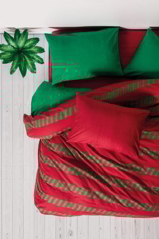 Parure de couette réversible en coton 57 fils/cm² - Vert