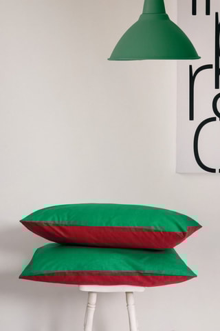 Parure de couette réversible en coton 57 fils/cm² - Vert