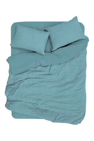 Parure de couette en coton renforcé 57 fils/cm² - Bleu pétrole