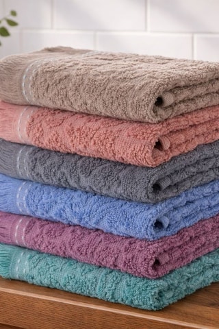 6 serviettes de toilette - Beige - 50 x 85 cm