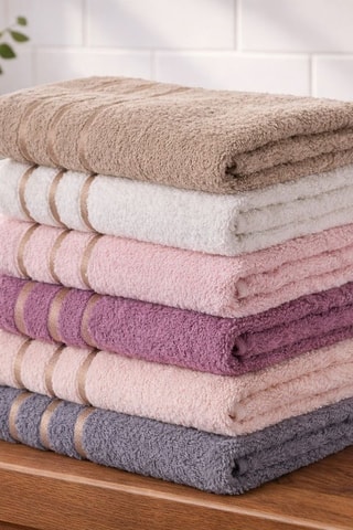 6 serviettes de toilette - Beige - 50 x 85 cm