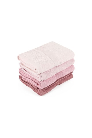 4 serviettes de toilette - Rose - 50 x 90 cm