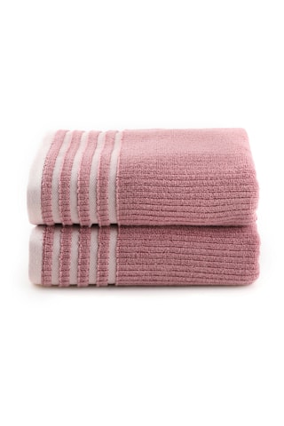 2 serviettes de toilette - Rose - 50 x 90 cm