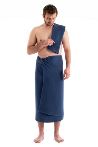 2 draps de bain - Bleu marine - 100 x 160 cm et 50 x 100 cm
