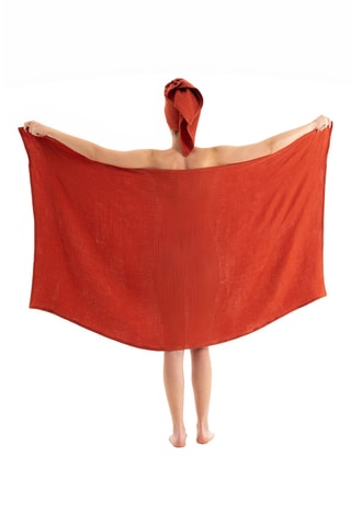 2 draps de bain - Rouge - 100 x 160 cm et 50 x 100 cm