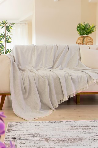 Jeté de canapé - Gris et blanc - 170 x 200 cm