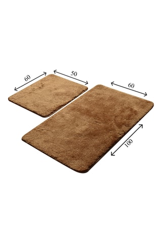 2 tapis de bain - Marron - 50 x 60 cm et 60 x 100 cm