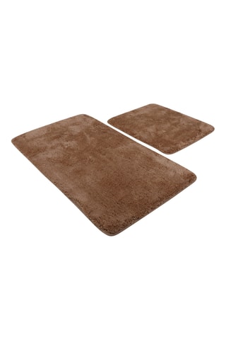 2 tapis de bain - Marron - 50 x 60 cm et 60 x 100 cm