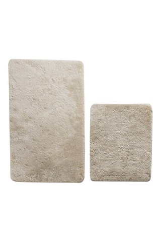 2 tapis de bain - Beige - 50 x 60 cm et 60 x 100 cm