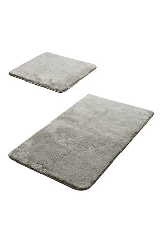 2 tapis de bain - Gris - 50 x 60 cm et 60 x 100 cm