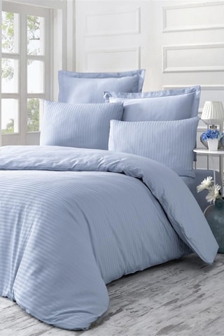 Parure de couette en satin de coton 83 fils/cm² - Bleu