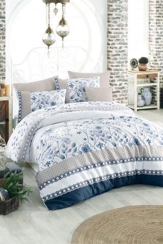 Parure de couette en coton 55 fils/cm² - Bleu