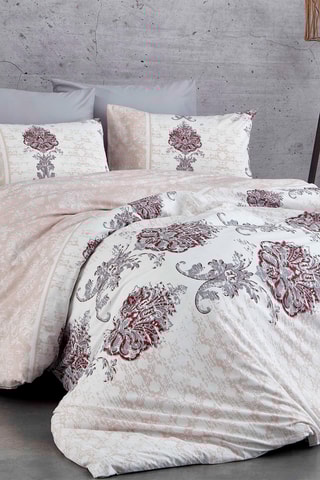 Parure de couette en coton 55 fils/cm² - Blanc et rose