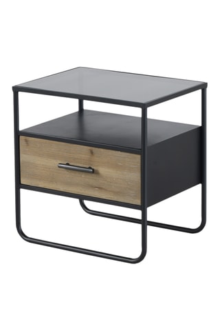 Mesa de cabeceira Natural e preto