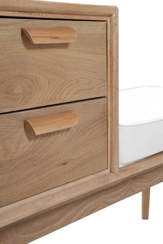 Banco de madeira de freixo com almofada - Natural e branco