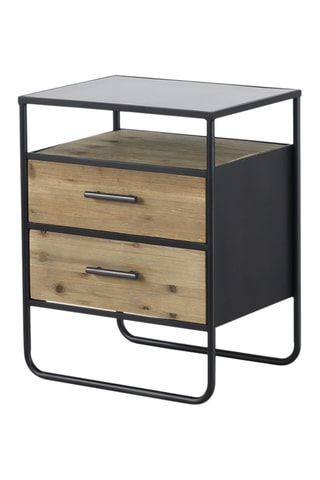 Mesa de cabeceira Natural e preto