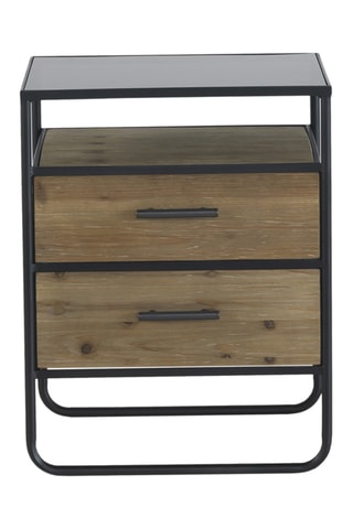 Mesa de cabeceira Natural e preto