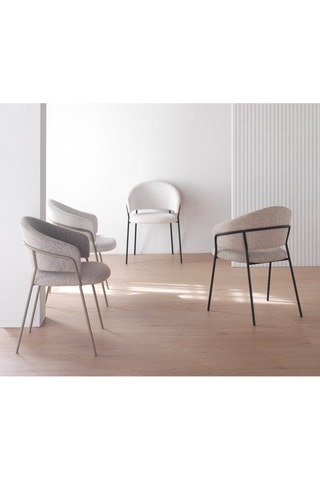 4 cadeirões - Castanho -­ Tecido chenille