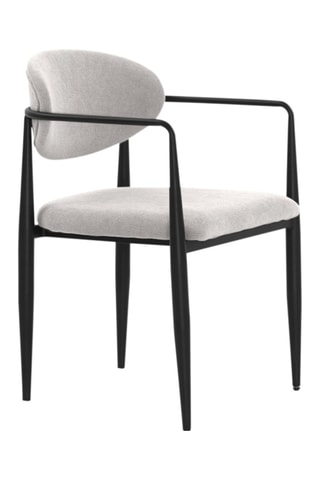 4 cadeirões - Cinzento-claro - Tecido chenille