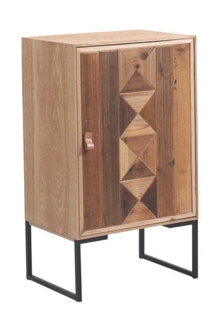 Table de chevet en bois recyclé - Naturel et noir