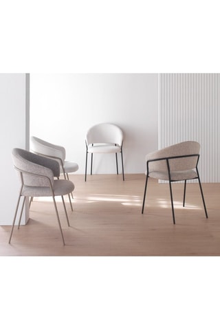 4 fauteuils - Beige - En tissu chenille