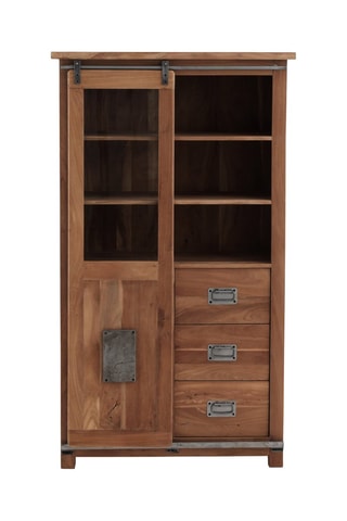 Vitrina 1 porta em madeira de acácia - 100 x 175 x 42 cm