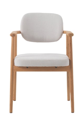 4 cadeirões em carvalho - Branco - Tecido chenille