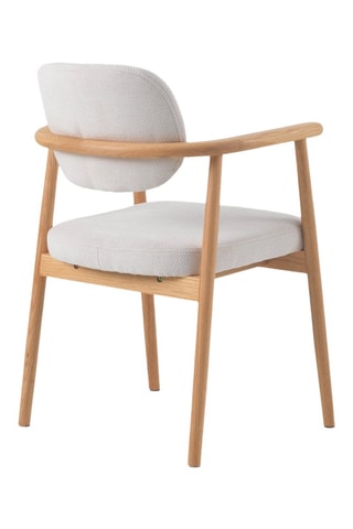 4 cadeirões em carvalho - Branco - Tecido chenille