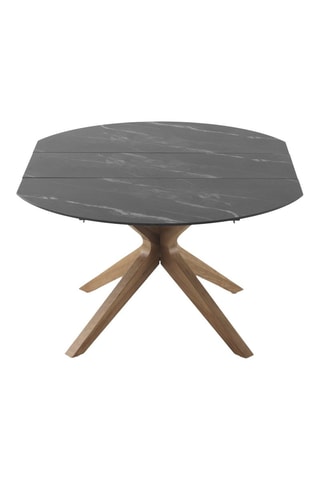 Mesa de refeição extensível em freixo e cerâmica - 120/160 x 77 cm