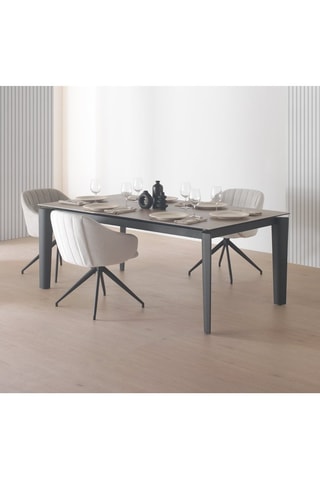 4 cadeirões giratórios - Cru - Tecido chenille