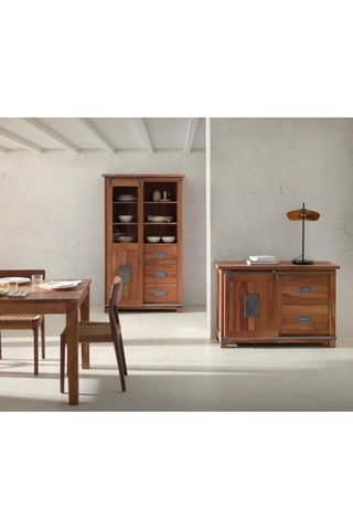 Cómoda 2 gavetas em madeira de acácia - 115 x 81 x 40 cm
