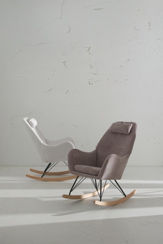 Cadeirão de baloiço - Castanho-claro - poliéster