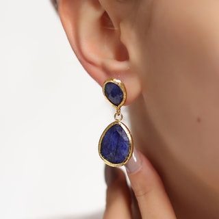 Oorbellen - Messing Doublé Goud & Agaat