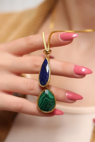 Ketting Malachieten en Lapis Lazuli