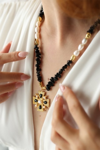 Ketting - Onyx en Cultivéparels