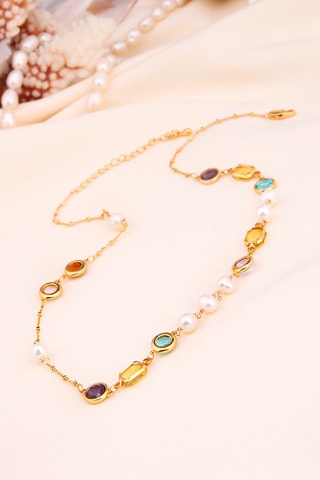 Ketting - Doublé Geelgoud en Zirkonia's