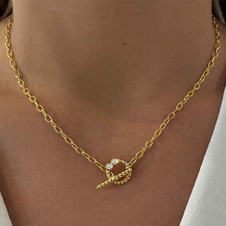 Collier - Laiton doré & oxyde de zirconium