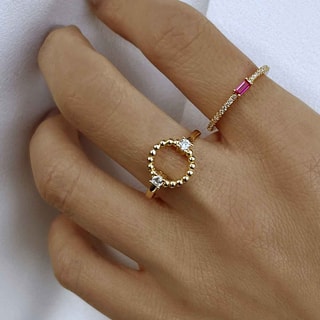 Bague - Laiton doré & oxyde de zirconium