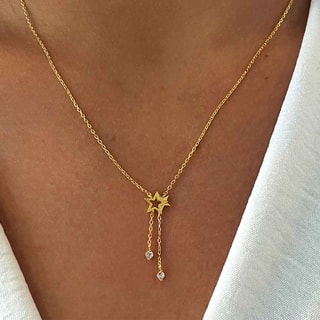 Collier - Laiton doré & oxyde de zirconium