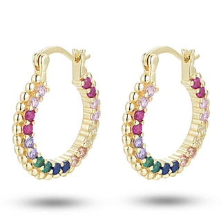 Boucles d'oreilles - Laiton doré & pierres précieuses