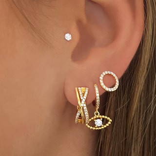 Boucles d'oreilles - Laiton doré & oxyde de zirconium